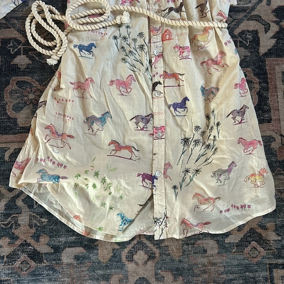 NWT MOTHER New to Town Shirt Dress Goodbye Horses - Picture 6 of 8